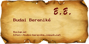 Budai Bereniké névjegykártya